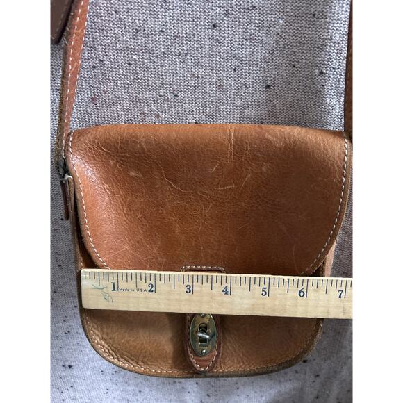 Vintage Fossil Turn Lock Brown Leather Crossbody VTG Flaw - Picture 6 of 9
